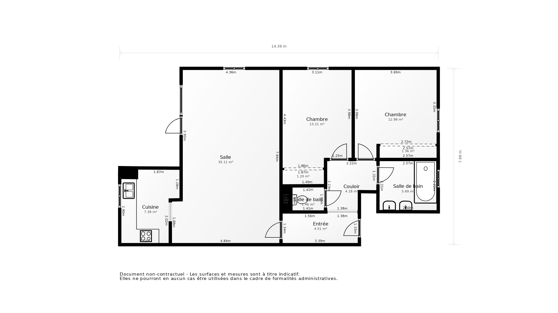 Vente Appartement LES BILLAUX - 3 pièces - 64 m² - (33500)