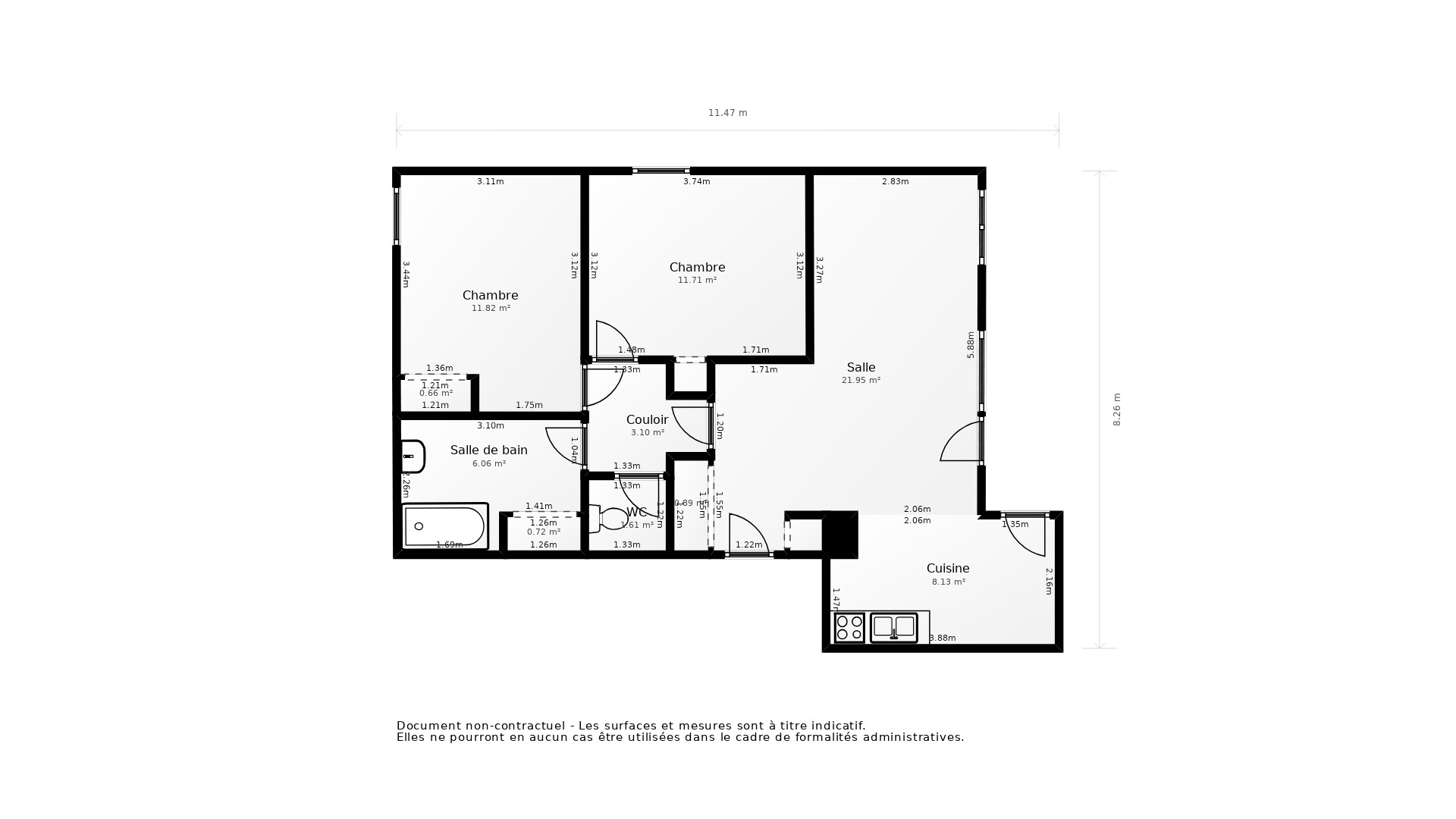 Vente Appartement LYON 08 - 3 pièces - 66 m² - (69008)