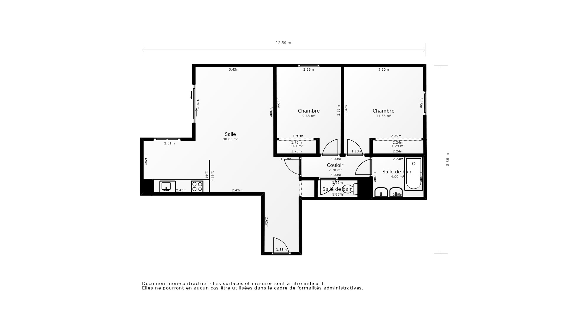Vente Appartement FARGUES ST HILAIRE - 3 pièces - 53 m² - (33370)