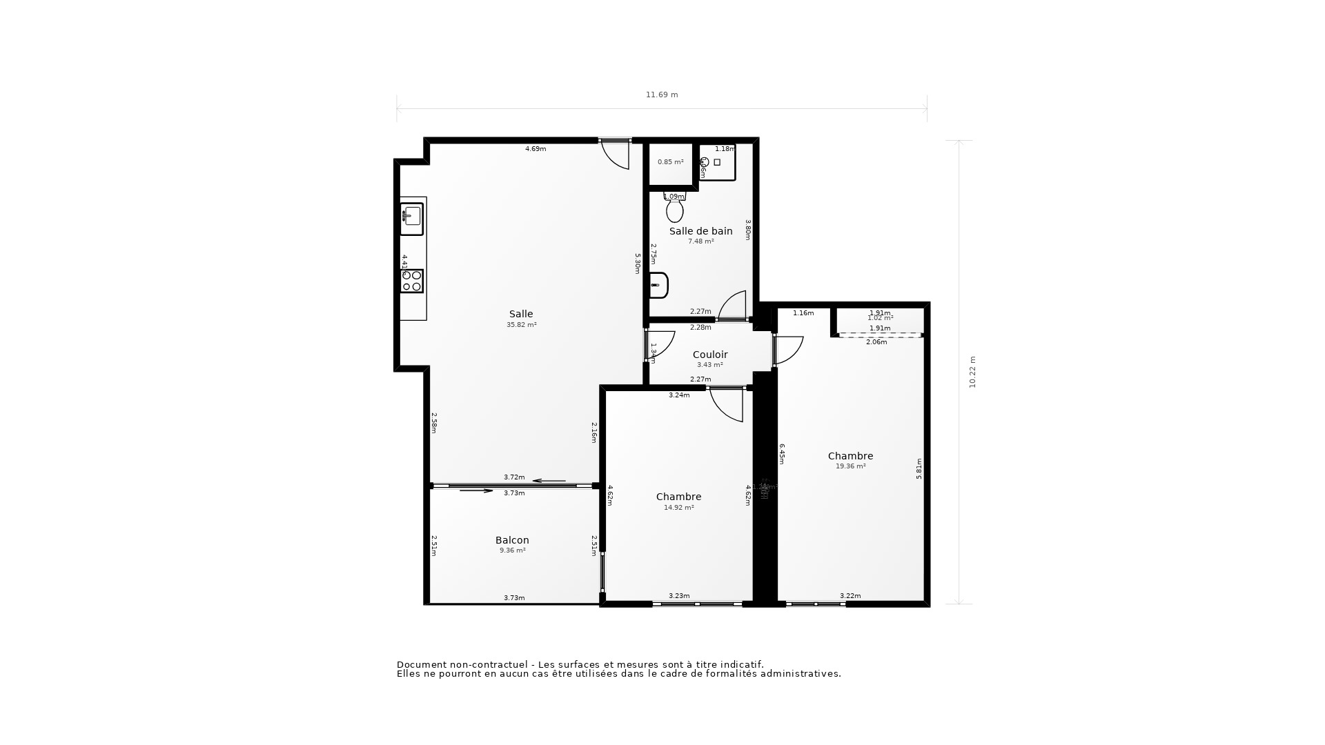 Vente Appartement BORDEAUX - 3 pièces - 63 m² - (33000)