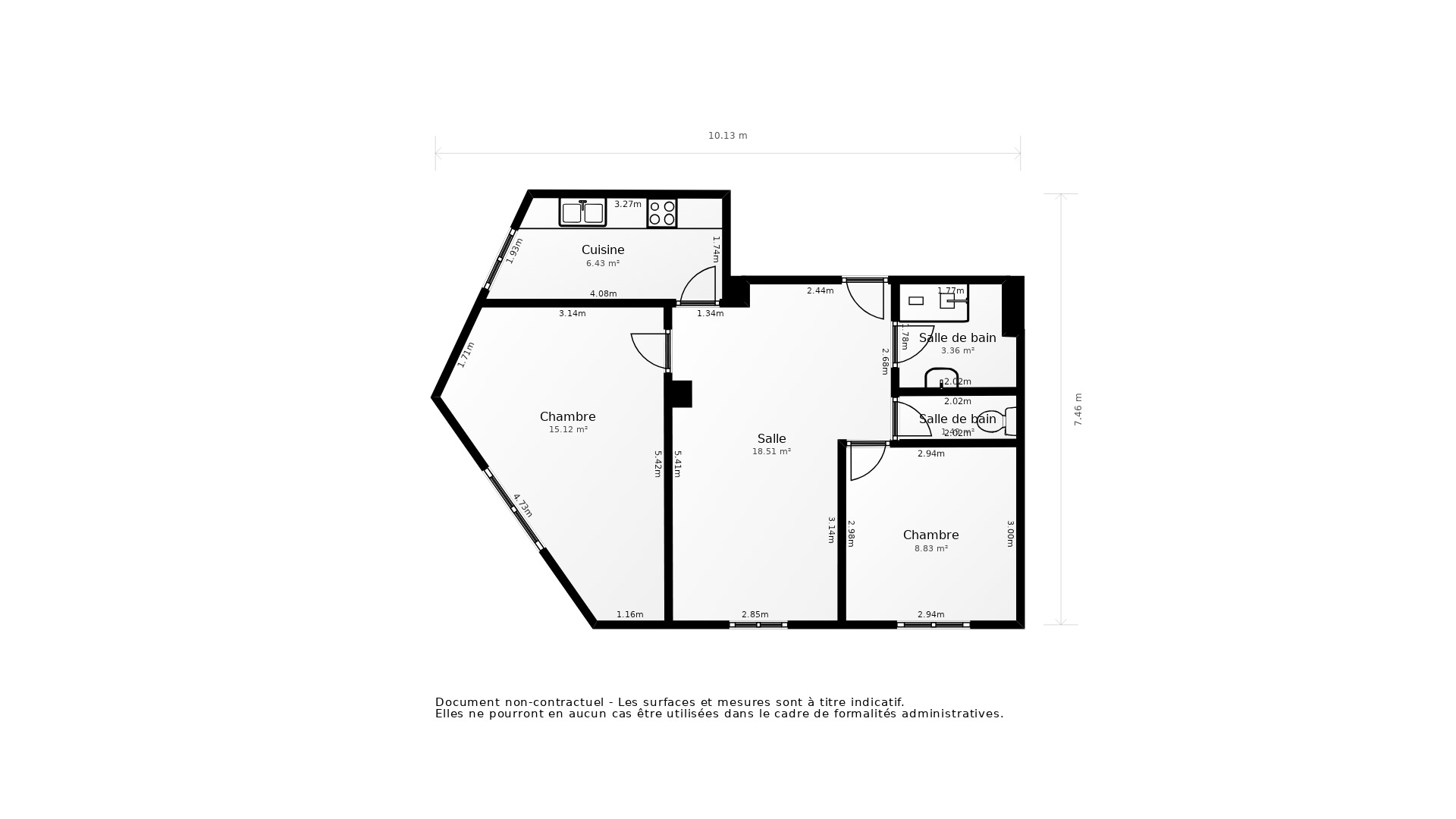 Vente Appartement TOURS - 3 pièces - 65 m² - (37000)