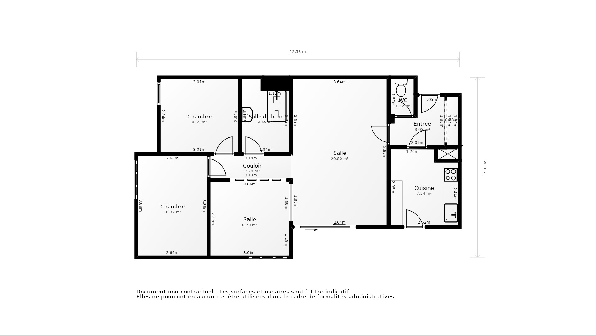 Vente Appartement BORDEAUX - 3 pièces - 70 m² - (33200)