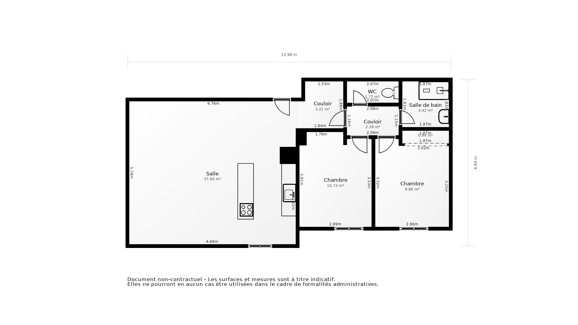 Vente Appartement BORDEAUX - 3 pièces - 62 m² - (33300)