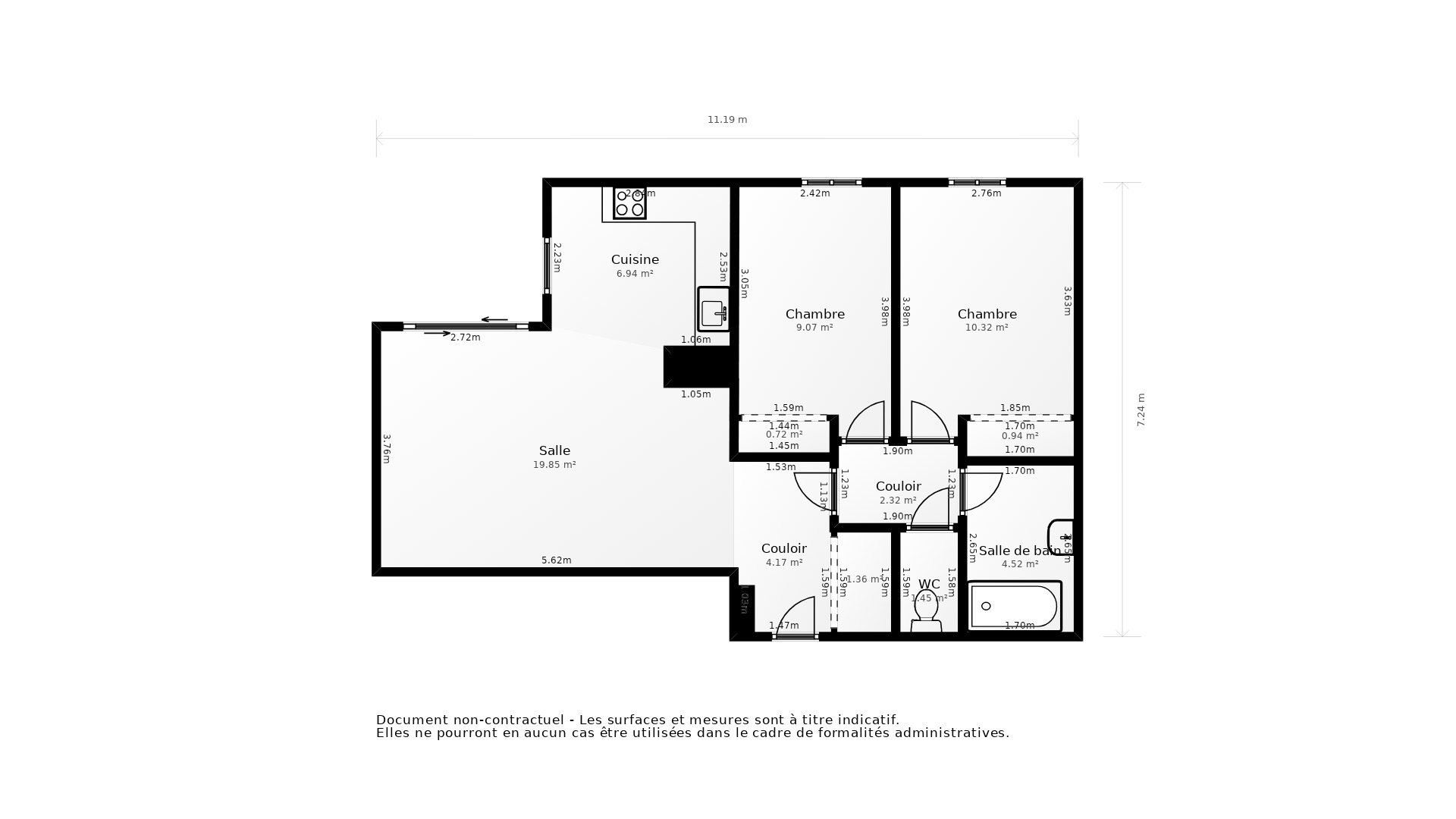 Vente Appartement BORDEAUX - 3 pièces - 56 m² - (33300)