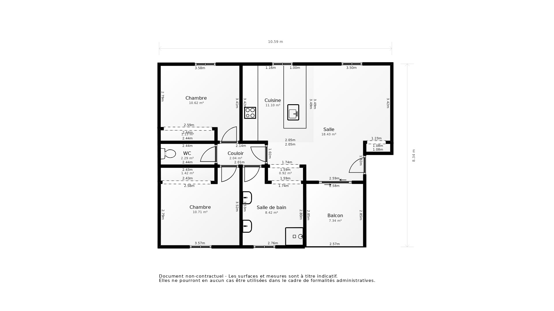 Vente Appartement BORDEAUX - 3 pièces - 65 m² - (33300)