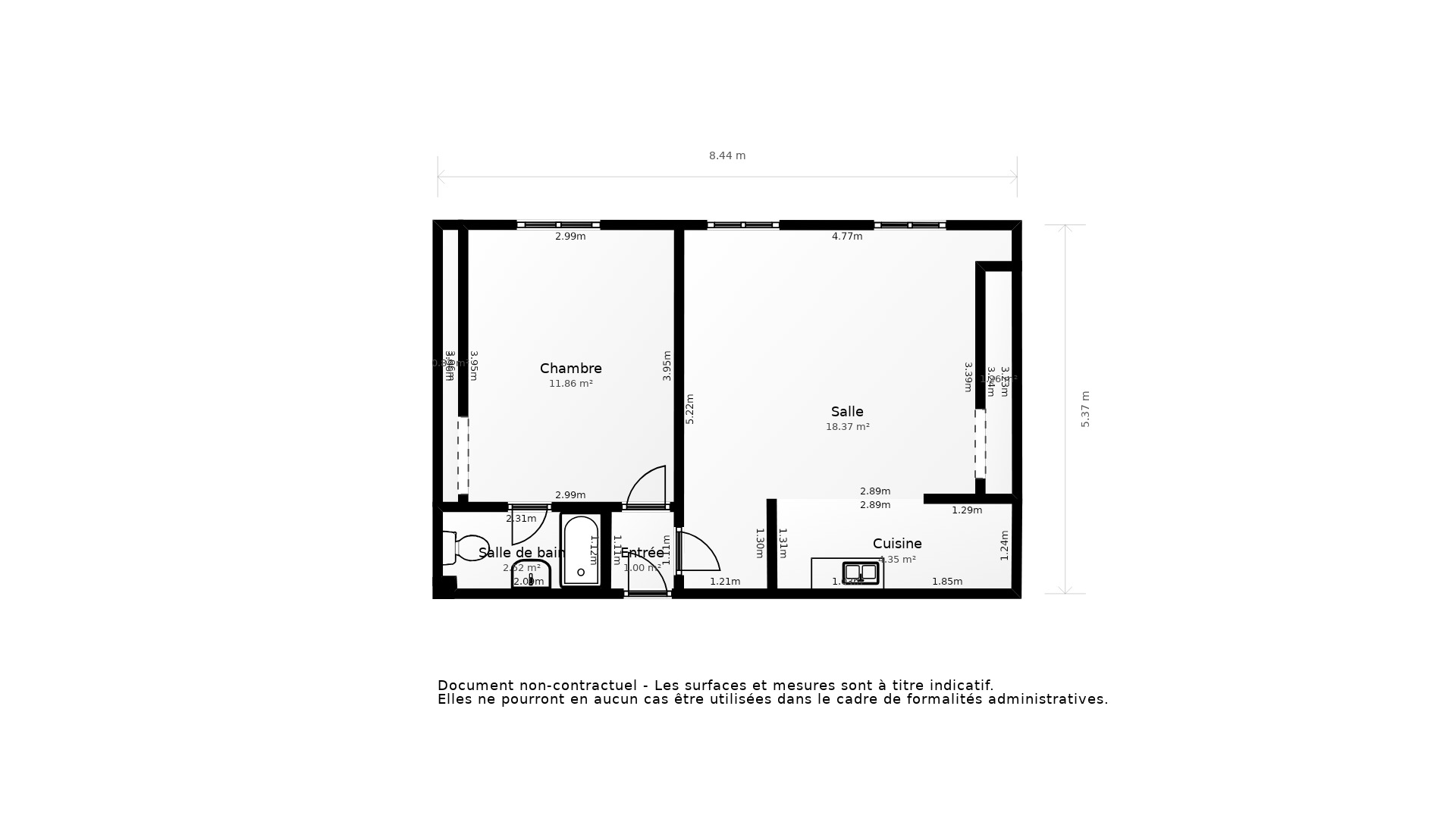 Vente Appartement TOURS - 2 pièces - 47 m² - (37000)
