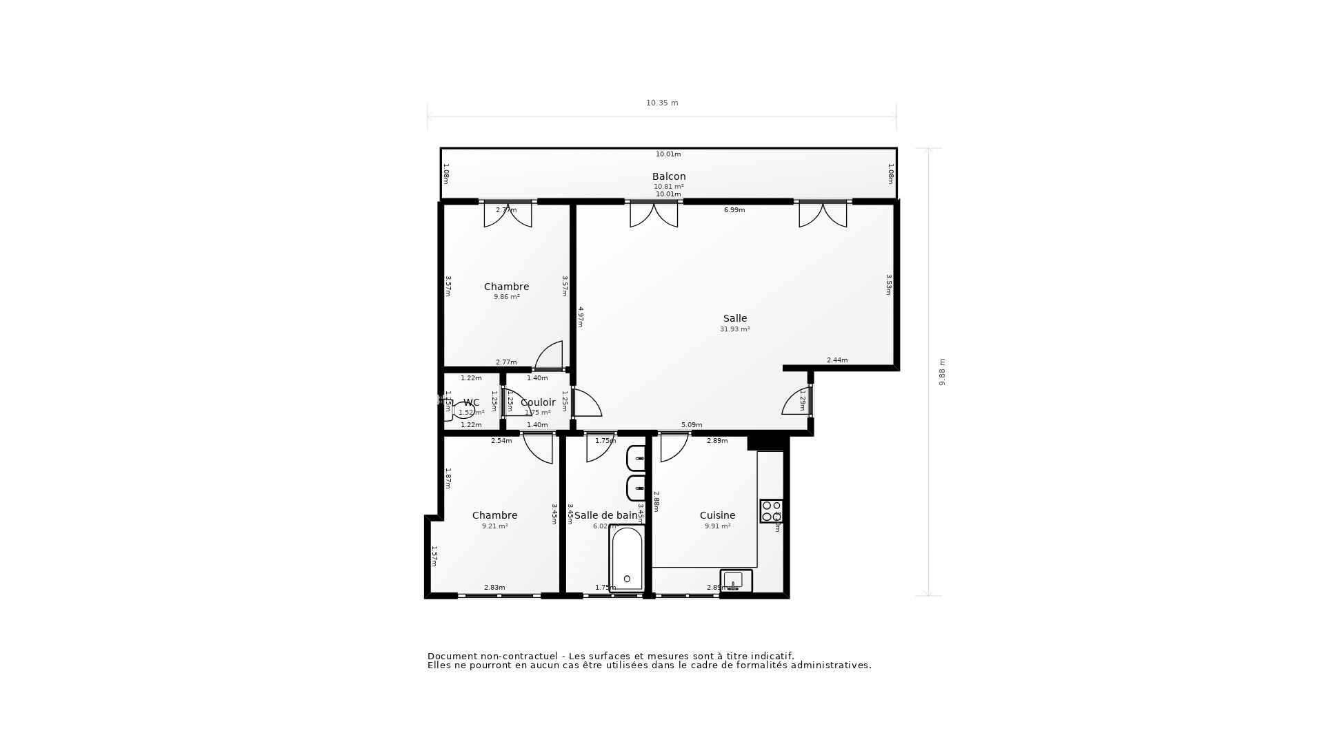 Vente Appartement TOURS - 3 pièces - 71 m² - (37000)