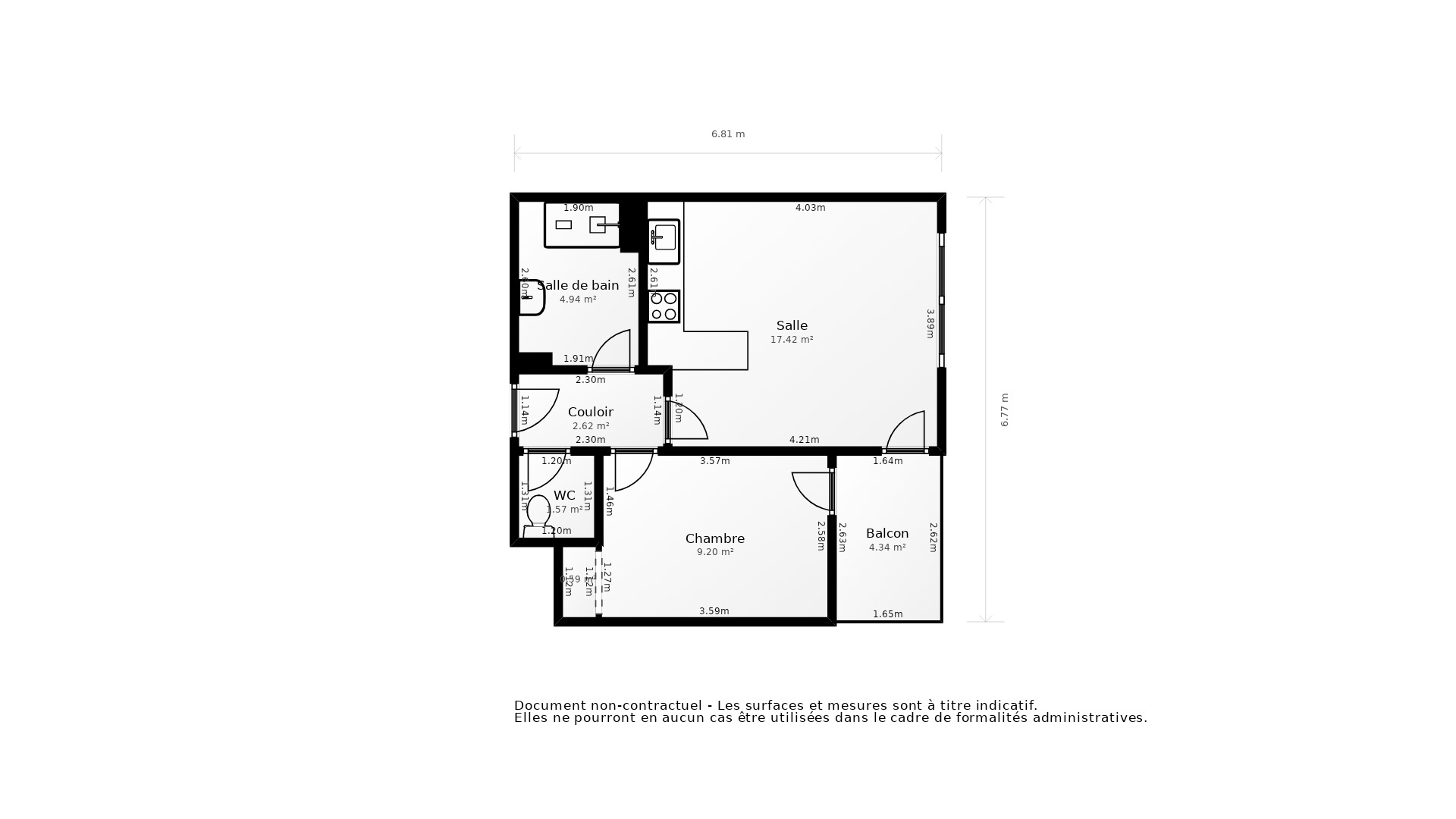 Vente Appartement PESSAC - 2 pièces - 47 m² - (33600)