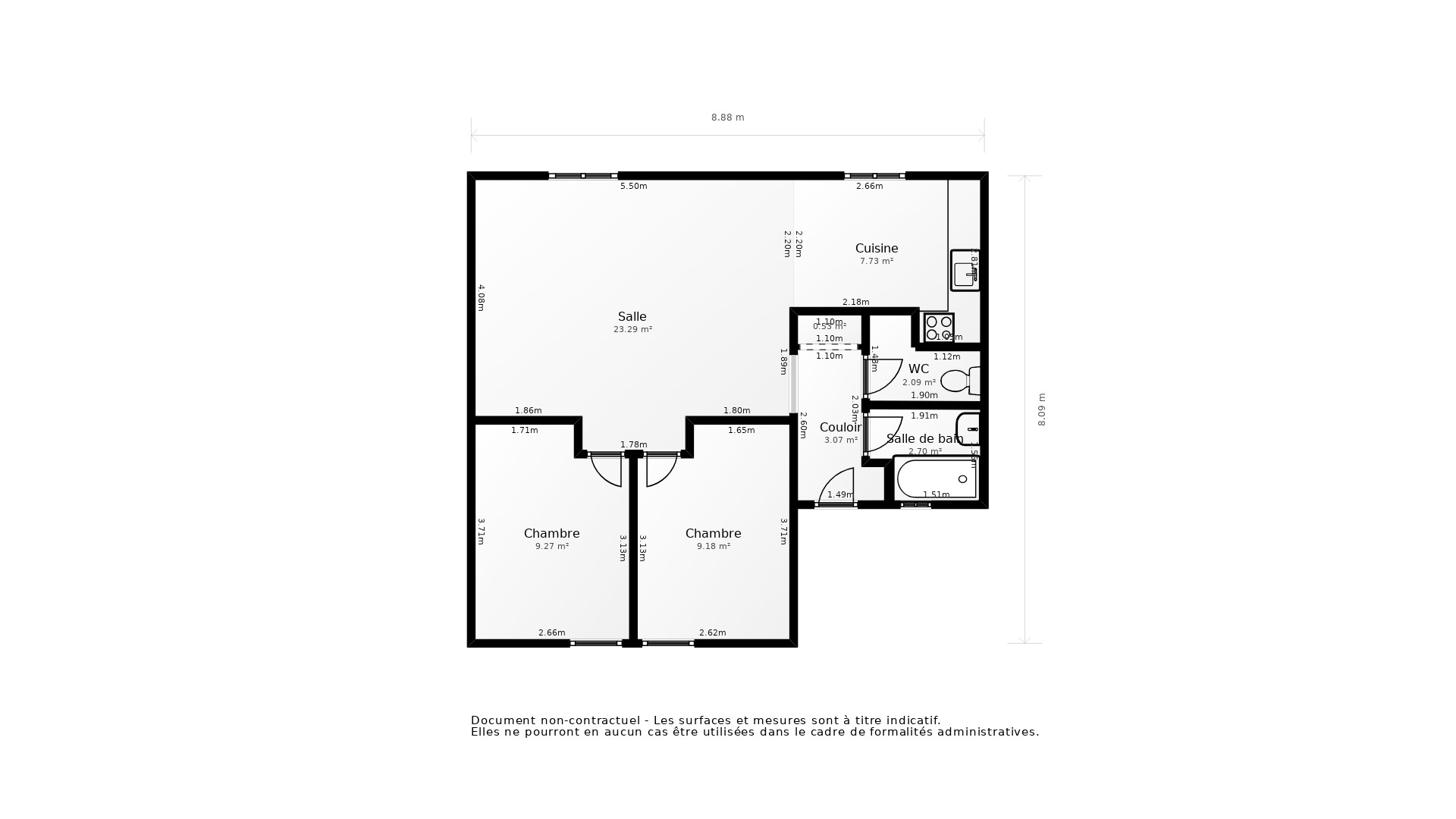 Vente Appartement LE HAILLAN - 3 pièces - 63 m² - (33185)