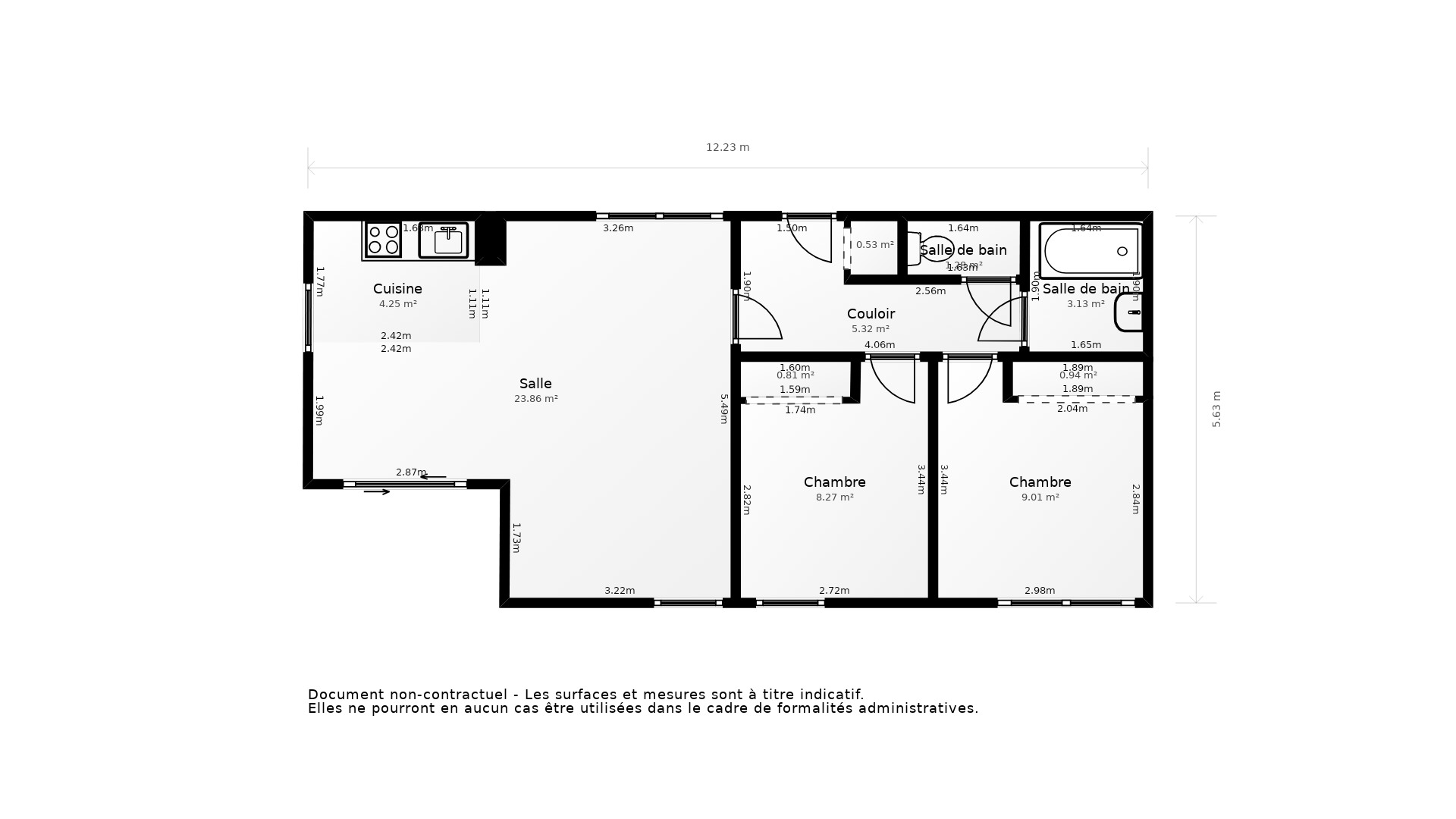 Vente Appartement BORDEAUX - 3 pièces - 61 m² - (33300)