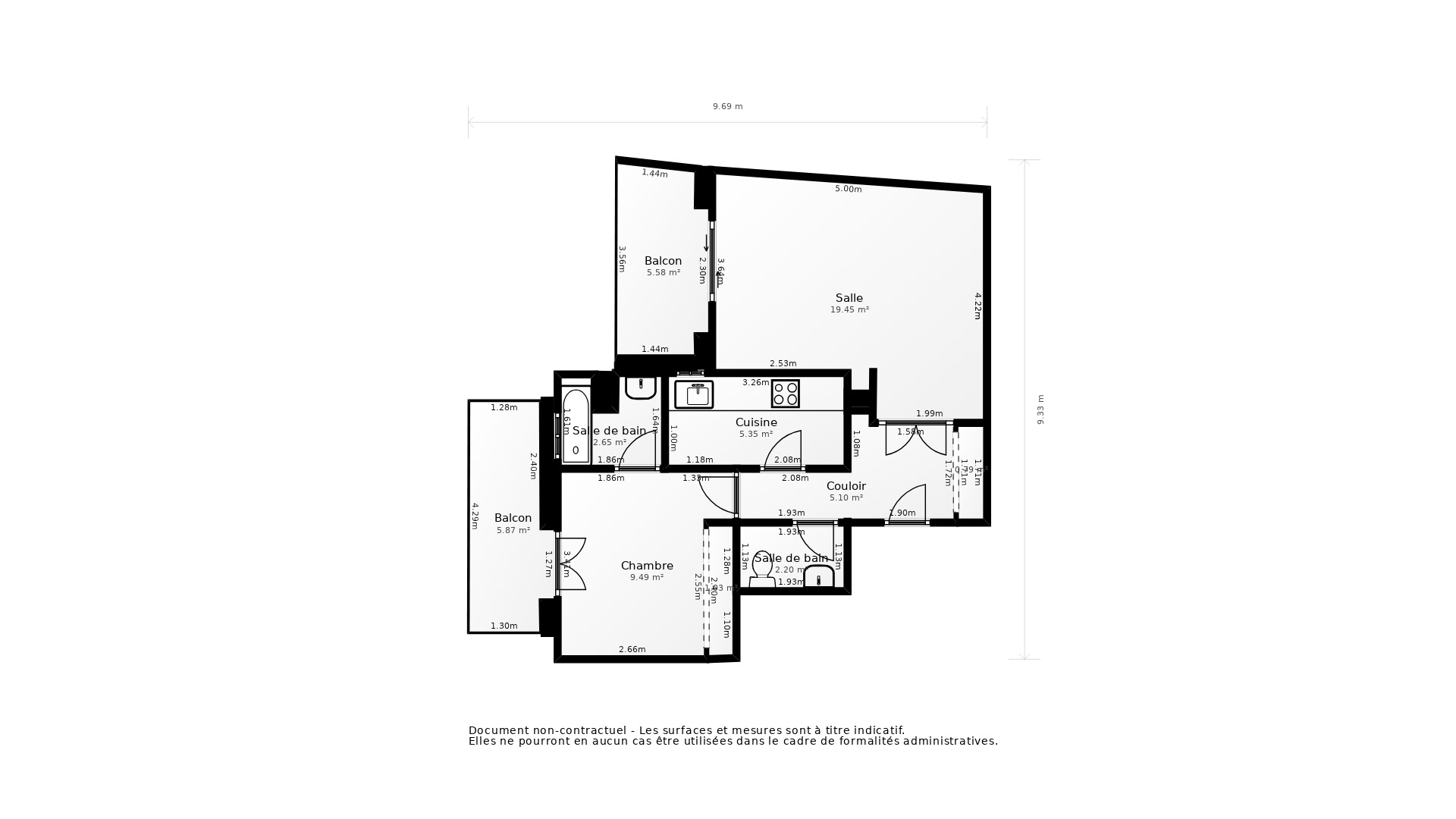 Vente Appartement BORDEAUX - 2 pièces - 52 m² - (33000)
