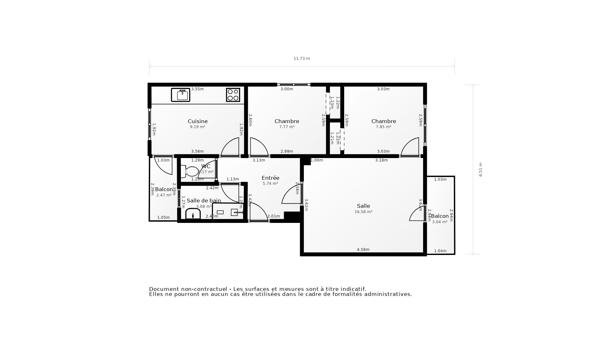 Vente Appartement VILLEURBANNE - 3 pièces - 53 m² - (69100)