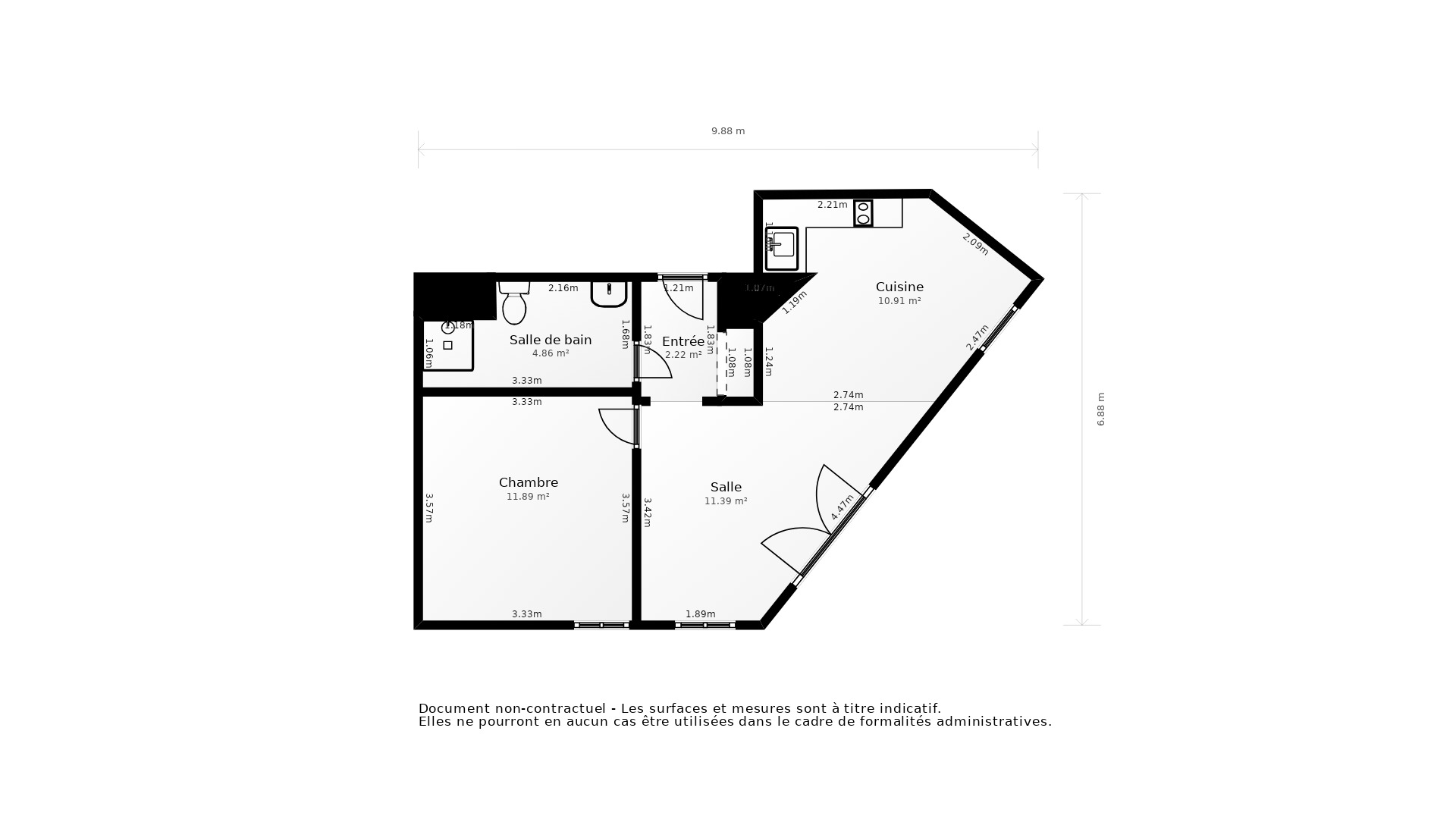 Vente Appartement BORDEAUX - 2 pièces - 45 m² - (33000)