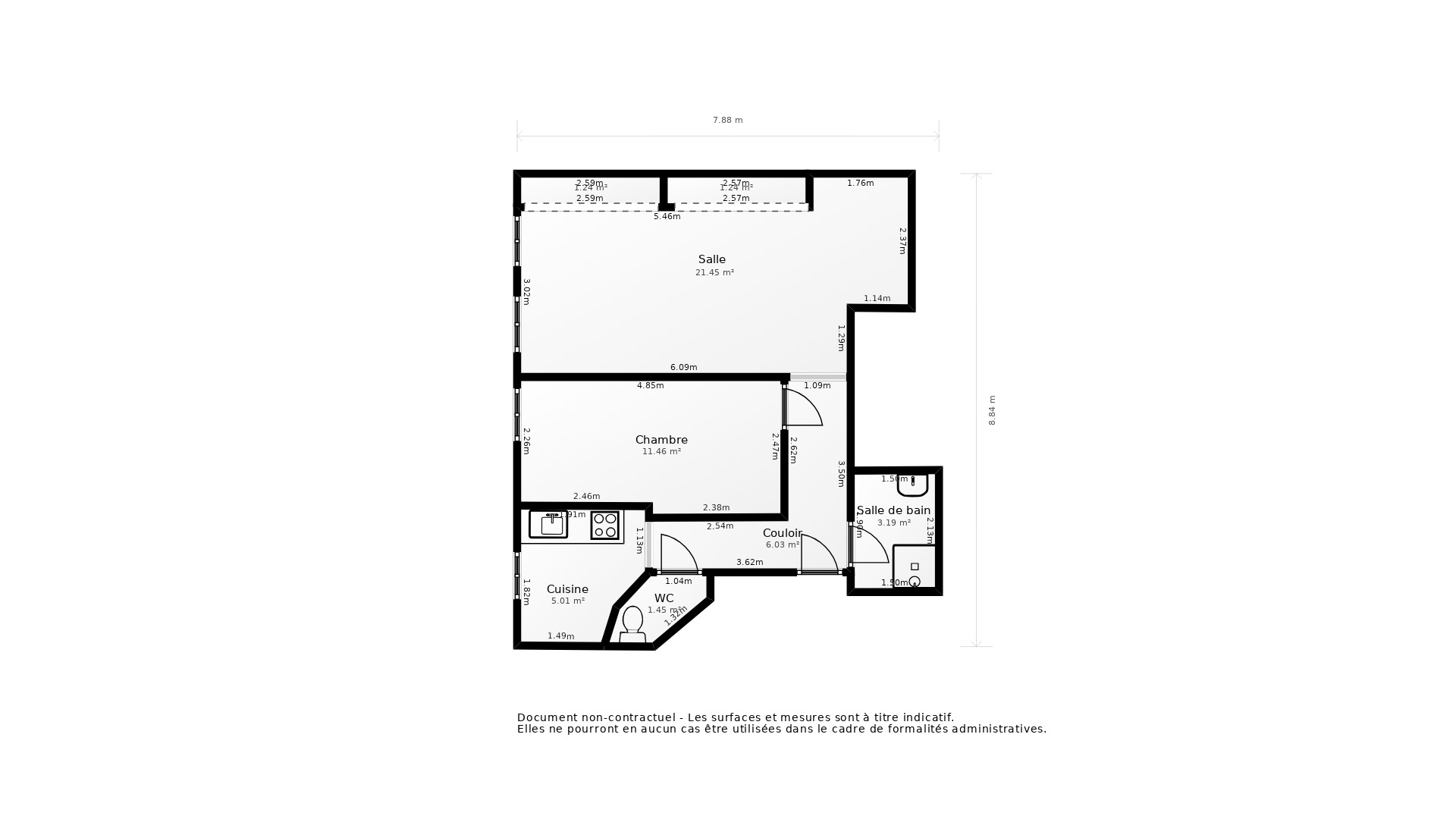 Vente Appartement LYON 07 - 2 pièces - 52 m² - (69007)