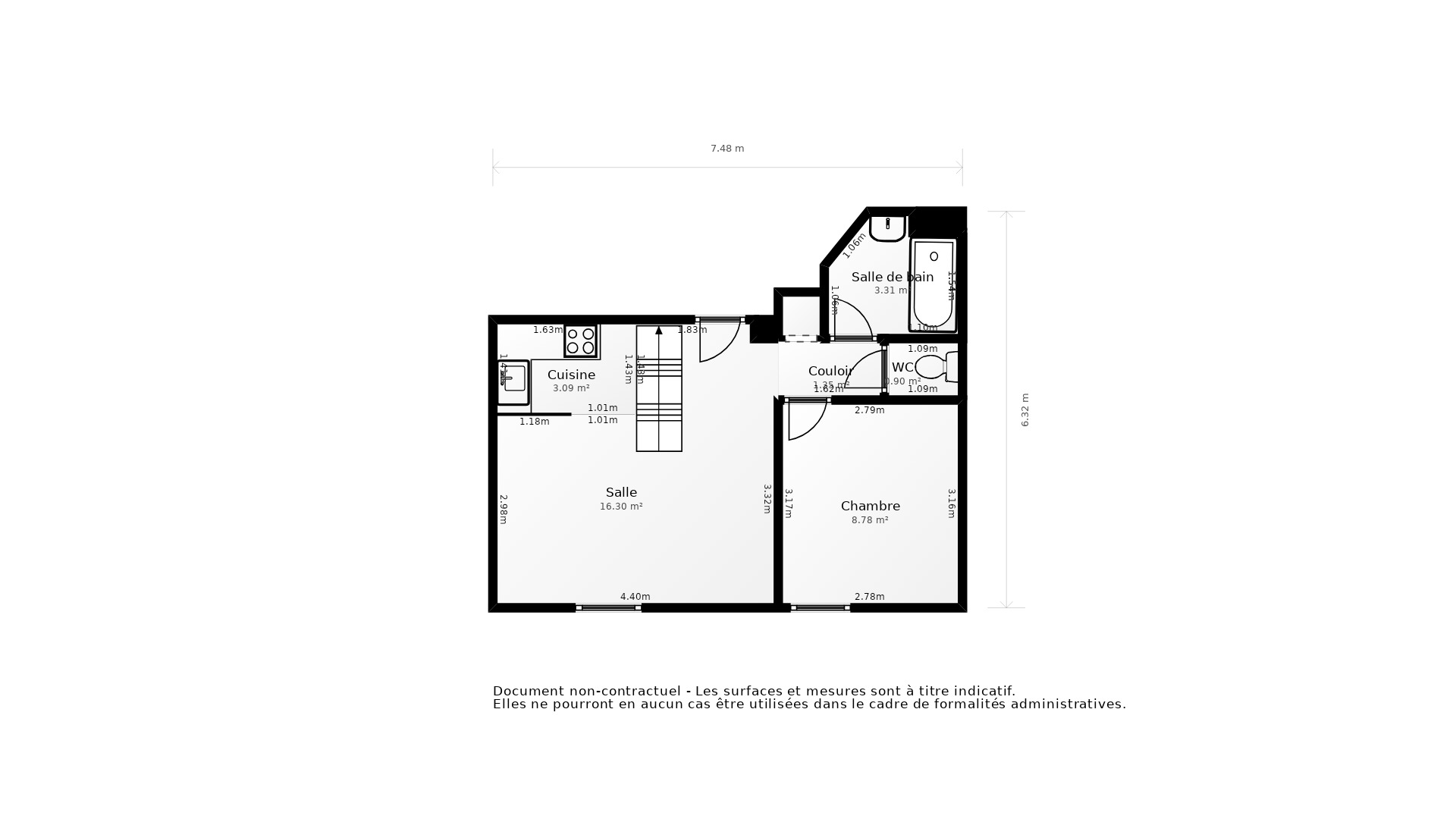 Vente Appartement BORDEAUX - 2 pièces - 46 m² - (33800)