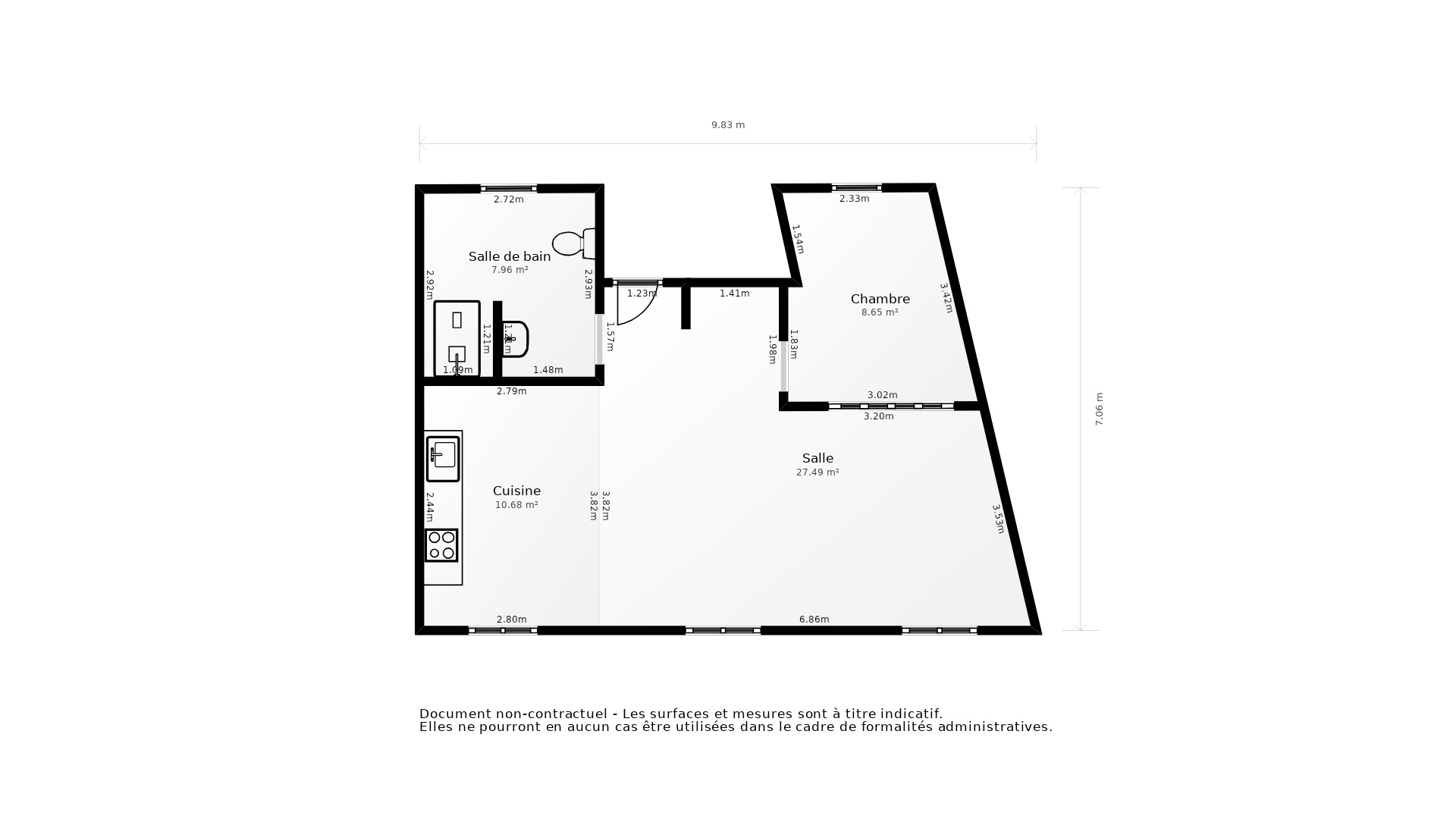 Vente Appartement TOURS - 2 pièces - 47 m² - (37000)