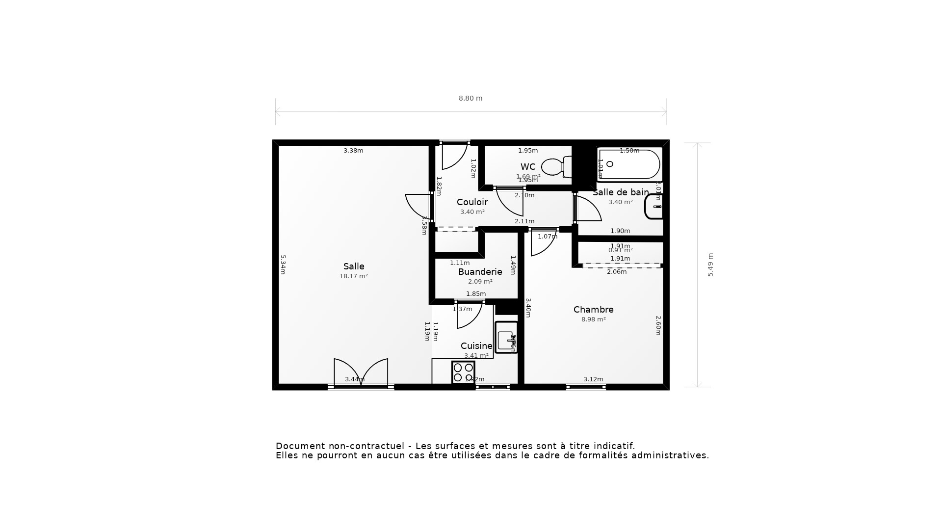 Vente Appartement MERIGNAC - 2 pièces - 49 m² - (33700)