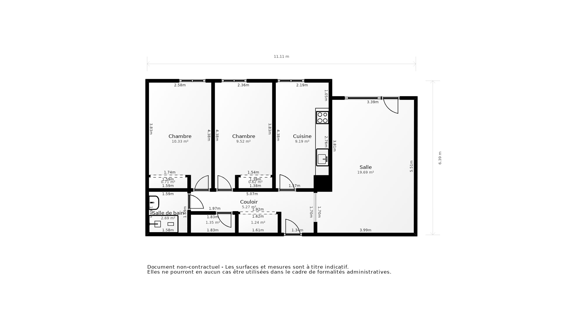 Vente Appartement VILLEURBANNE - 3 pièces - 62 m² - (69100)