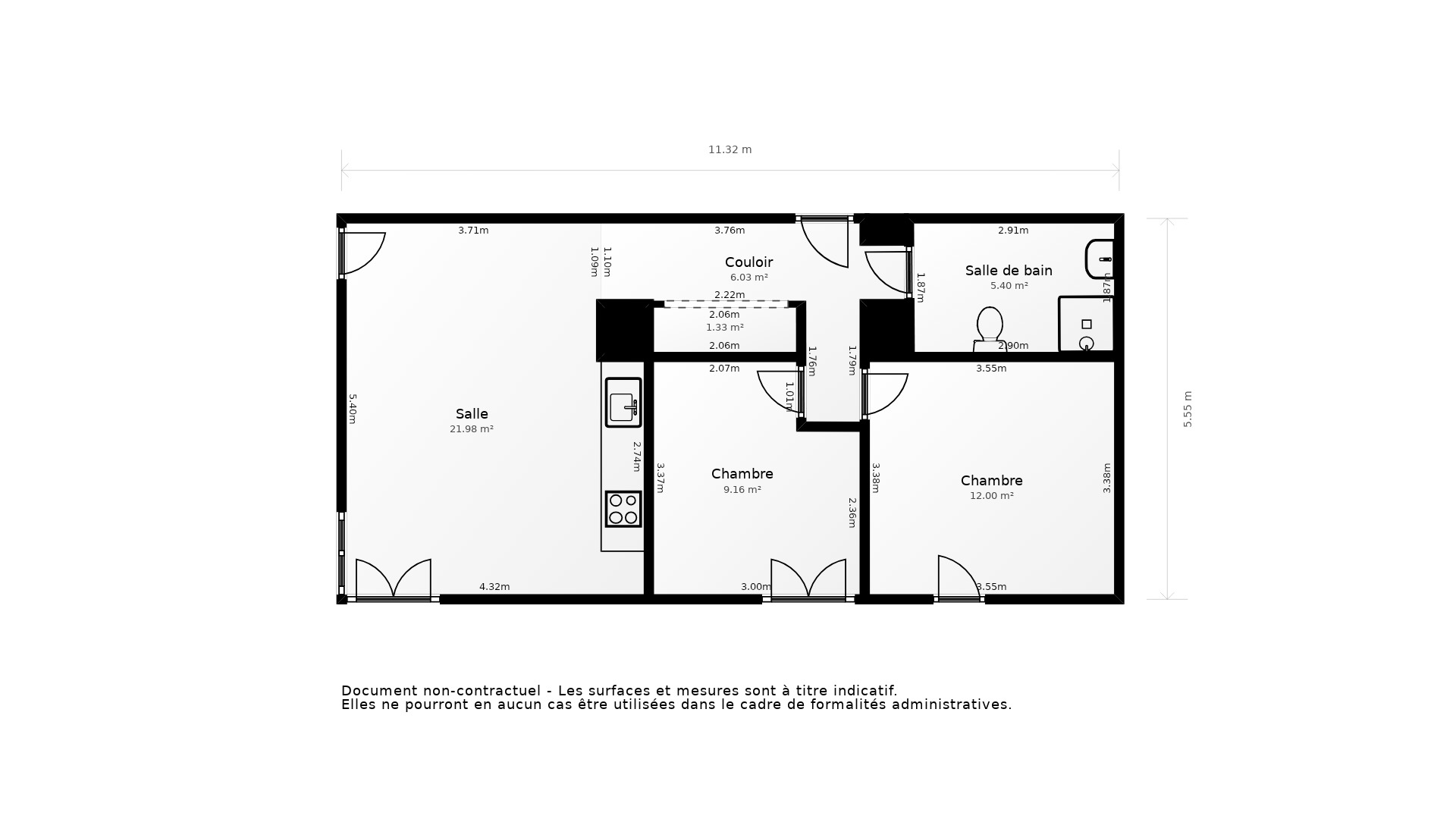 Vente Appartement TOURS - 3 pièces - 61,4 m² - (37100)