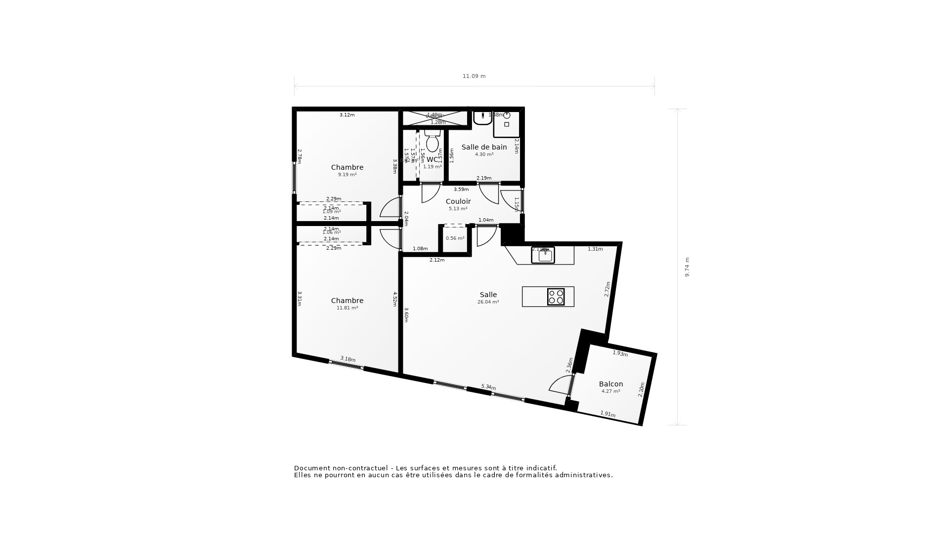 Vente Appartement LYON 07 - 3 pièces - 63 m² - (69007)