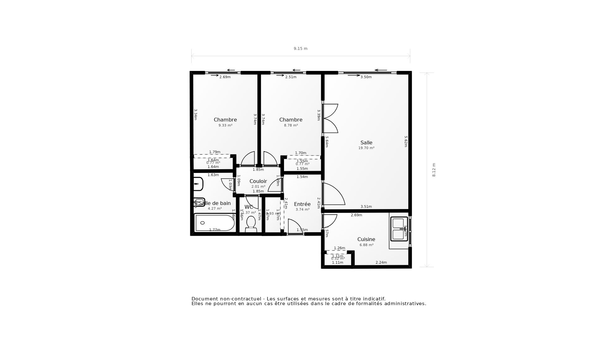 Vente Appartement BORDEAUX - 3 pièces - 63 m² - (33000)