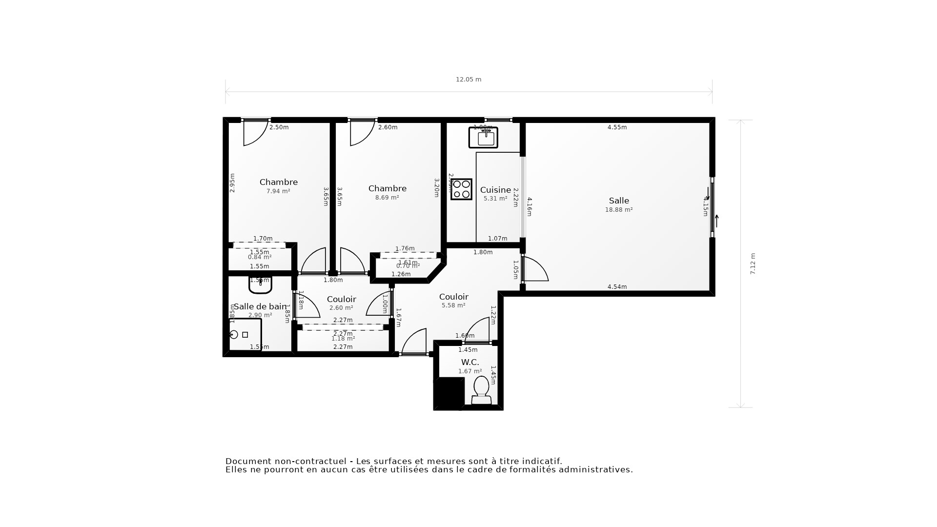 Vente Appartement ST CYR SUR LOIRE - 3 pièces - 57 m² - (37540)