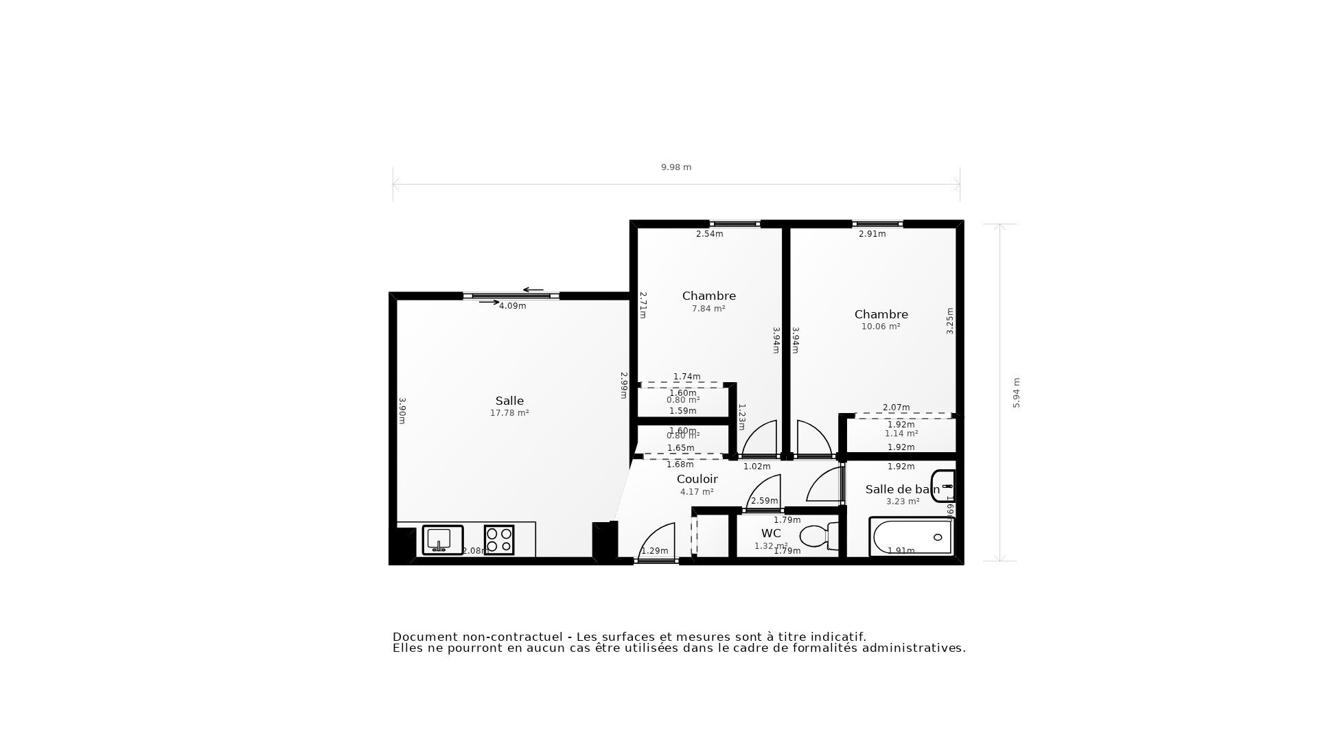 Vente Appartement Fargues-Saint-Hilaire - 3 pièces - 52 m² - (33370)