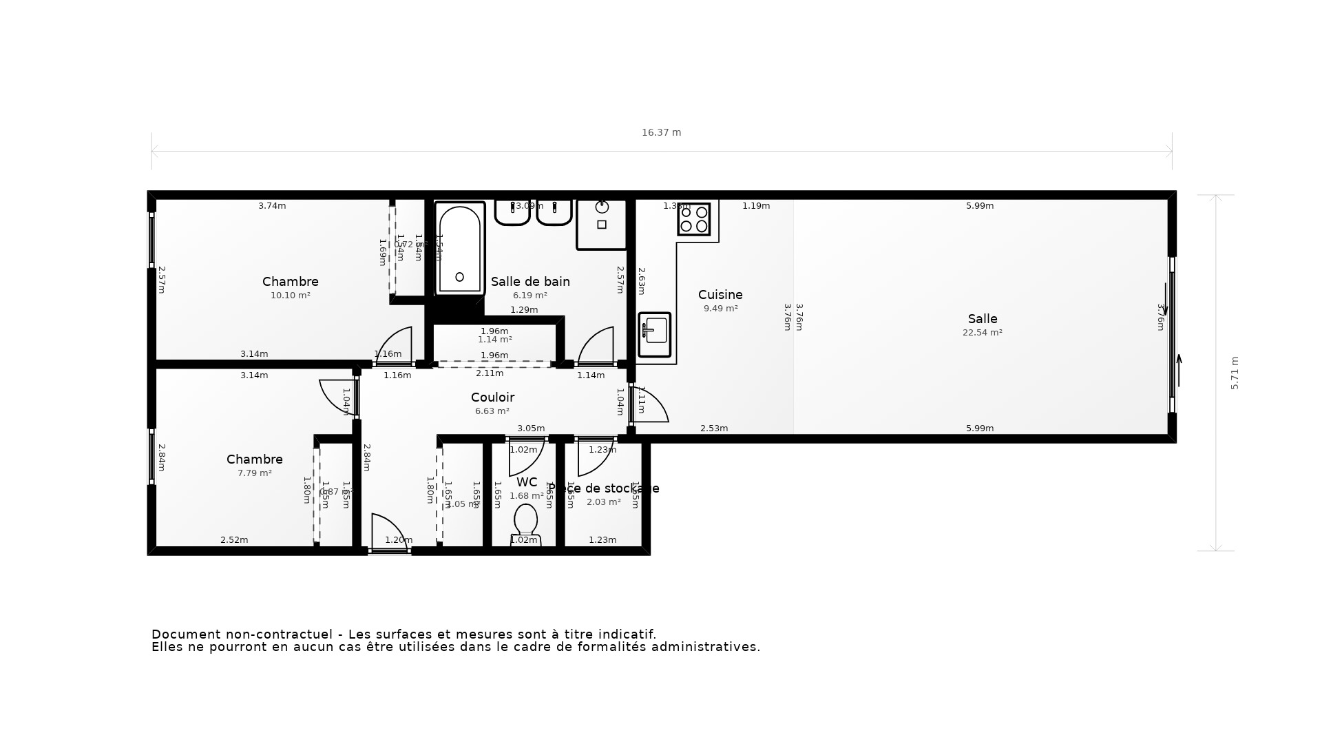 Vente Appartement MERIGNAC - 3 pièces - 74 m² - (33700)
