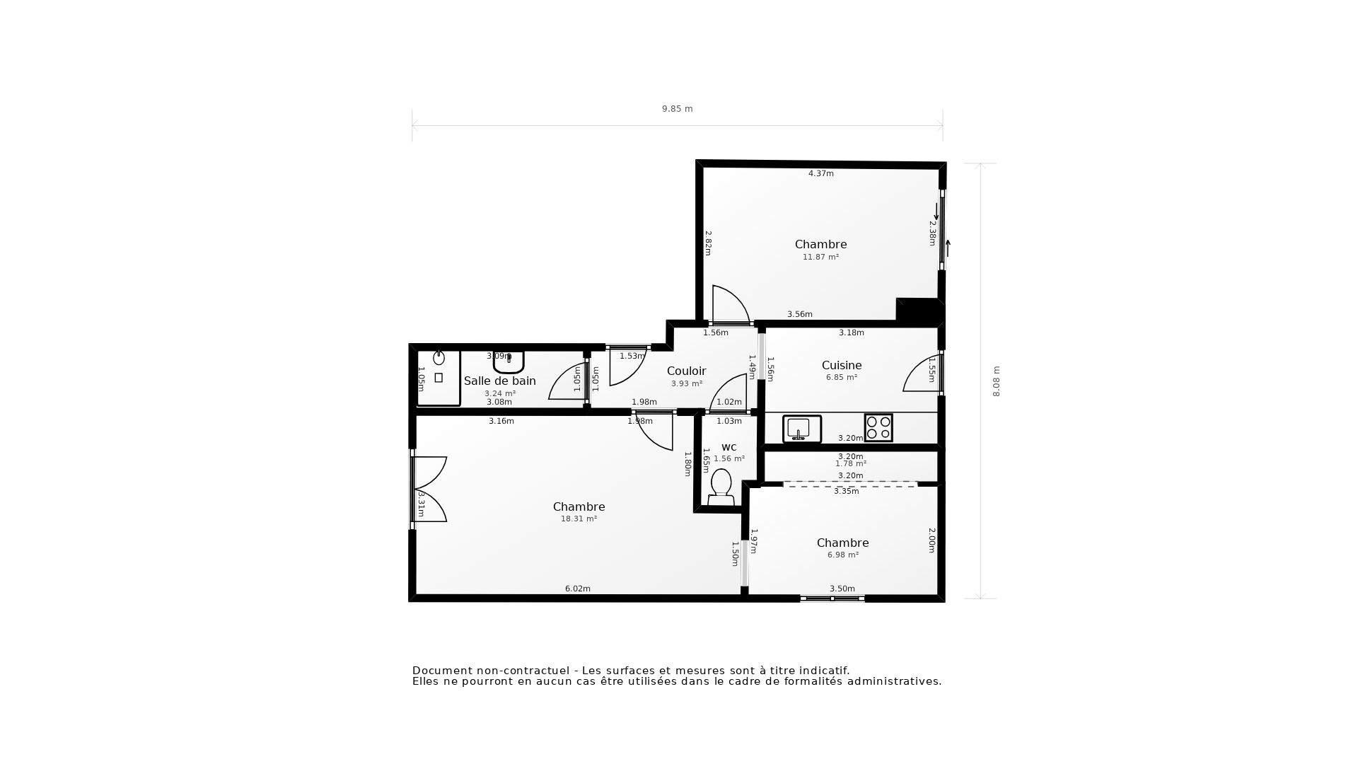 Vente Appartement TOULOUSE - 3 pièces - 58 m² - (31200)