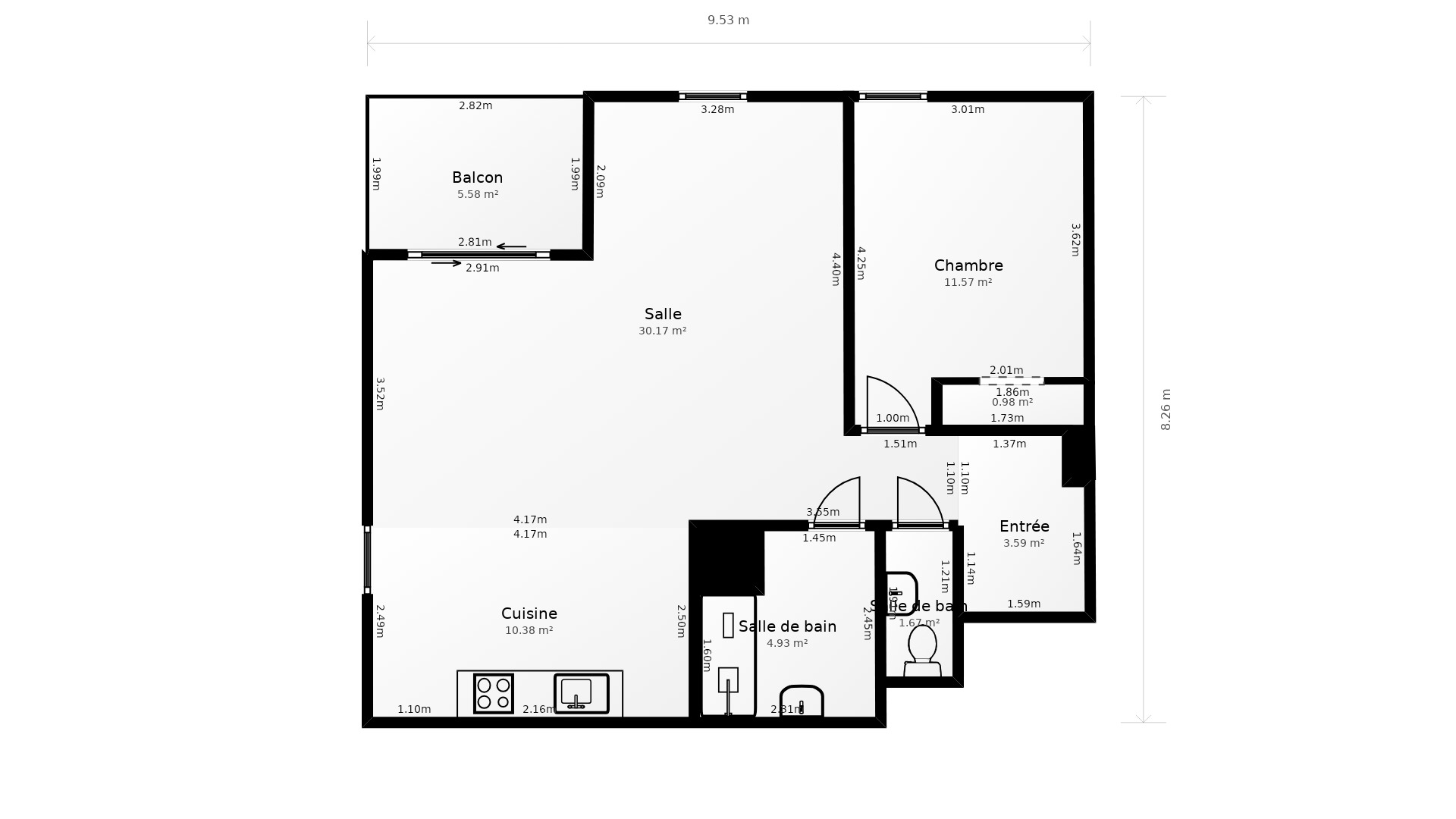 Vente Appartement Oullins - 2 pièces - 61 m² - (69600)