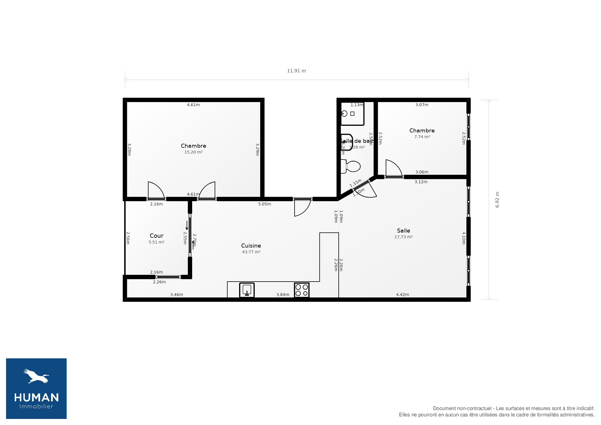 Vente Appartement Bordeaux - 3 pièces - 58 m² - (33000)