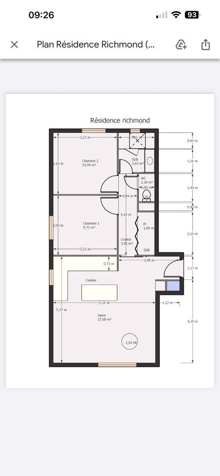 Vente Appartement TOURS - 3 pièces -59 m² - (37100)