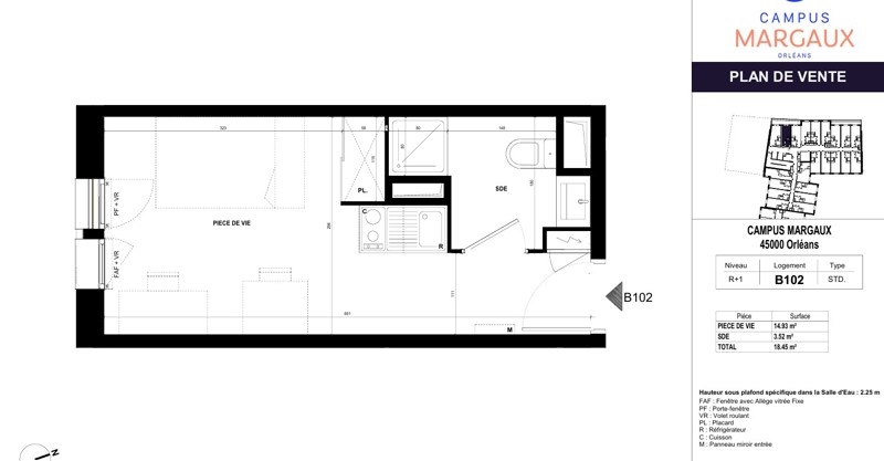 Vente Appartement ORLEANS - 1 pièce -18 m² - (45000)