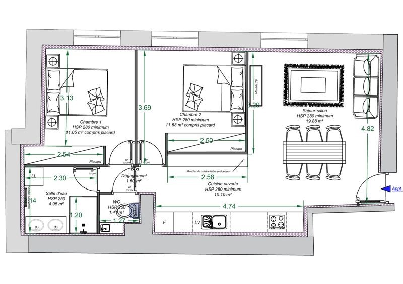 Vente Appartement ORLEANS - 3 pièces -60 m² - (45000)